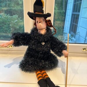 Dept 56 Plush Witch in glitter dress. Rare! In excellent preowned condition.
